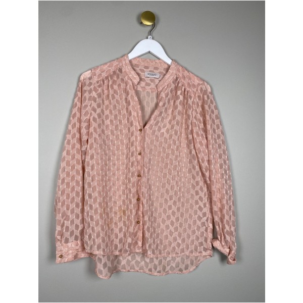 Soaked str. M <br/> rosa skjorte med guld knapper
