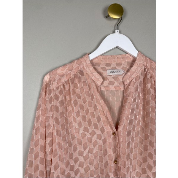 Soaked str. M <br/> rosa skjorte med guld knapper - Image 2
