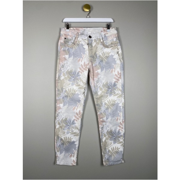 2-Biz str. 38 <br/> lyse jeans med mønster og stretch