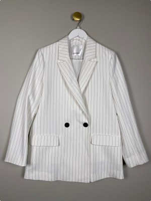 Co´Couture str. S <br/> råhvid blazer med tynde striber