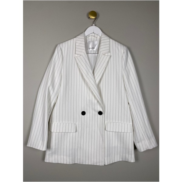 Co´Couture str. S <br/> råhvid blazer med tynde striber
