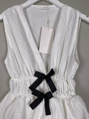 Zara str. M <br/> hvid top med sorte sløjfer