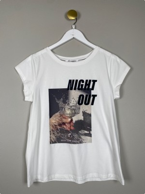 Co´Couture str. S/M <br/> hvid t-shirt med tryk