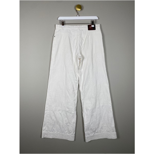 Créton str. 38 <br/> hvide jeans med vævet blomster - Image 4