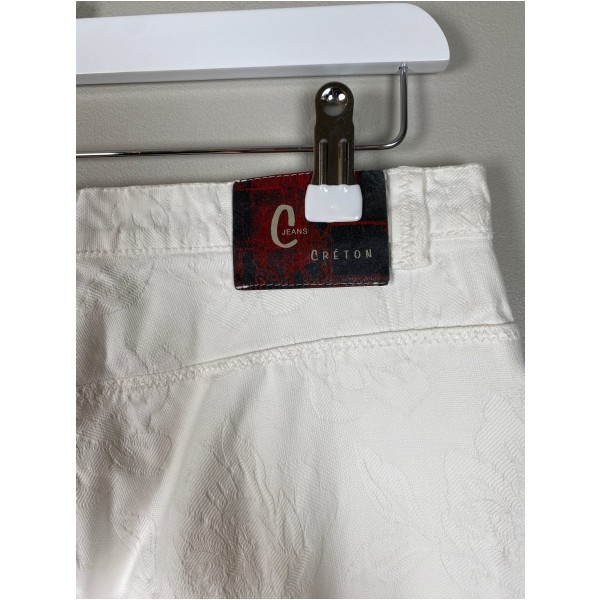 Créton str. 38 <br/> hvide jeans med vævet blomster - Image 5