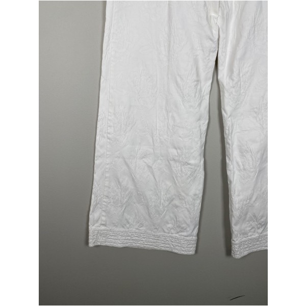 Créton str. 38 <br/> hvide jeans med vævet blomster - Image 6