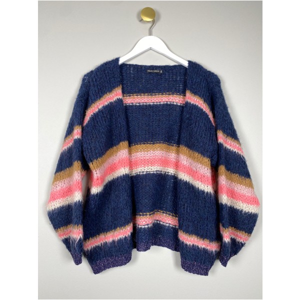 Black Colour str. ONE SIZE <br/> stribet cardigan