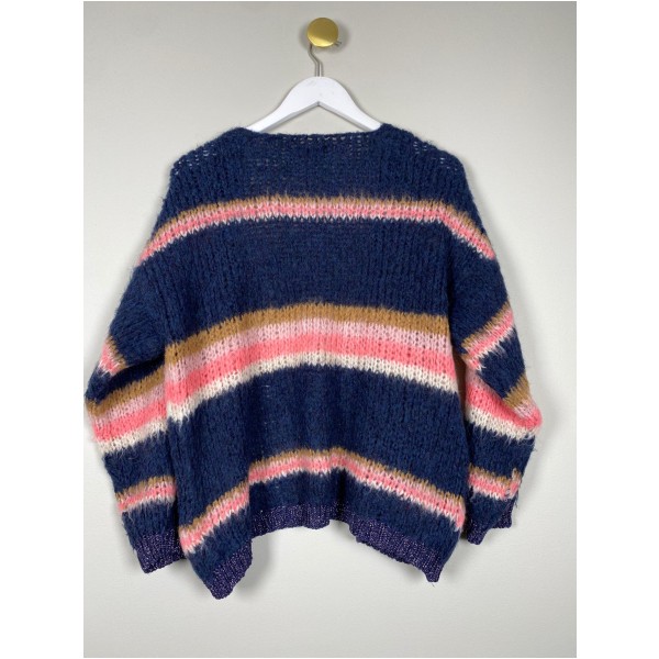 Black Colour str. ONE SIZE <br/> stribet cardigan - Image 3