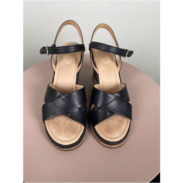 Gant str. 37 <br/> sort sandal med hæl - Image 2