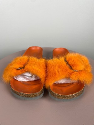 Cosy Concept Fur str. 39 <br/> slippers med orange pels
