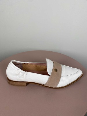 Copenhagen Shoes str. 39 <br/> hvide loafers med rosa bånd