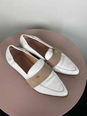 Copenhagen Shoes str. 39 <br/> hvide loafers med rosa bånd