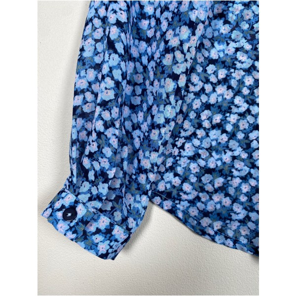 Modström str. XS <br/> blomstret blå bluse - Billede 4