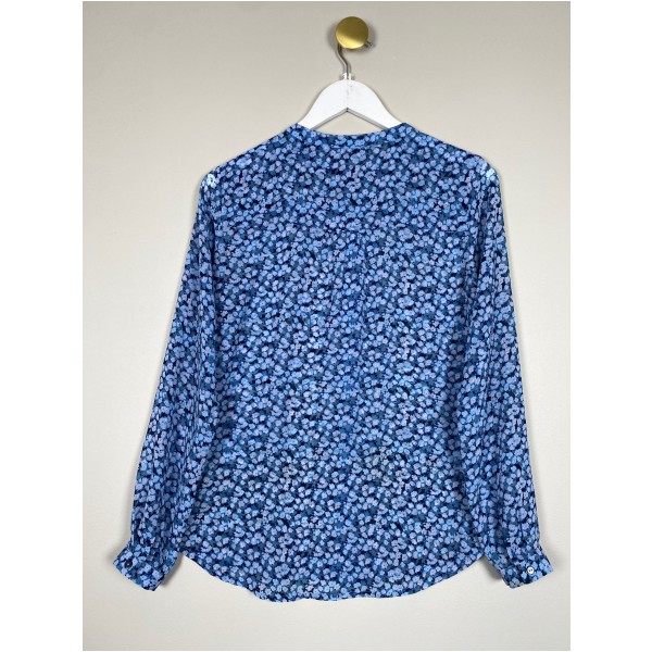 Modström str. XS <br/> blomstret blå bluse - Billede 3