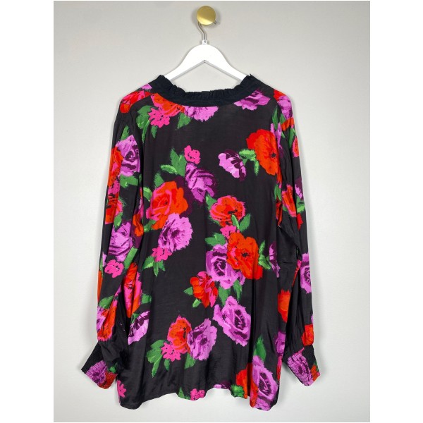 Kaffe str. 50 <br/> blomstret bluse - Billede 3