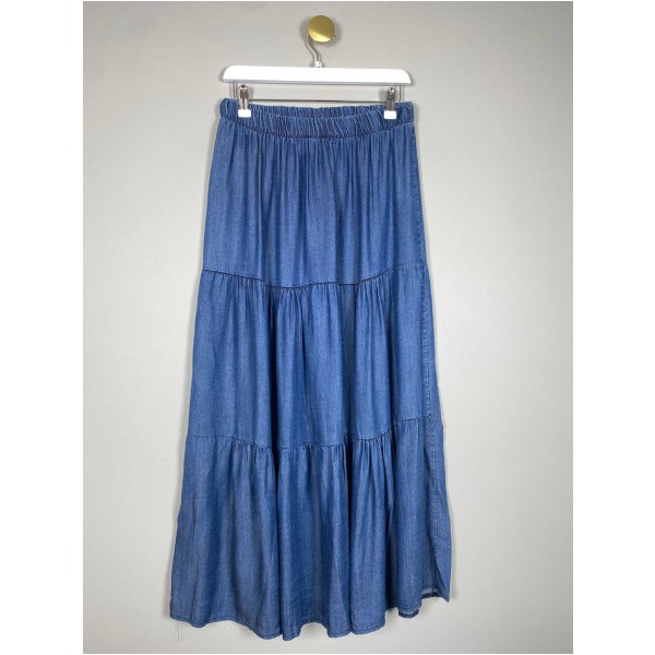 Define str. S <br/> lang denim nederdel - Billede 4
