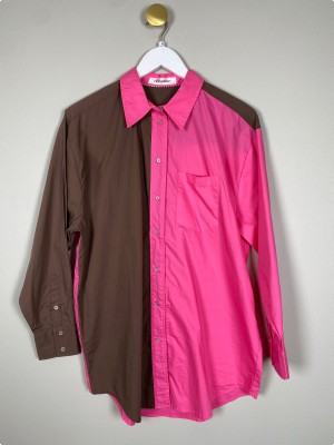 Co´Couture str. M <br/> pink og brun skjorte