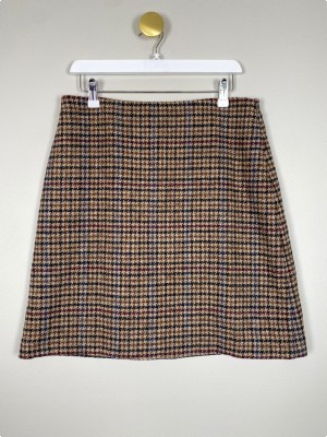 MaxMara str. 40 <br/> brunmønstret uldnederdel