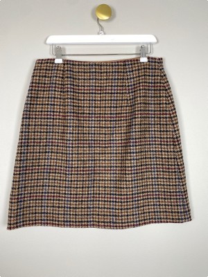 MaxMara str. 40 <br/> brunmønstret uldnederdel