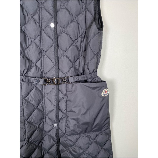 Moncler str. M <br/> black butor diamond quilted long gilet - Billede 2