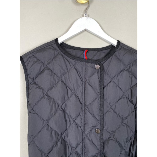 Moncler str. M <br/> black butor diamond quilted long gilet - Billede 4