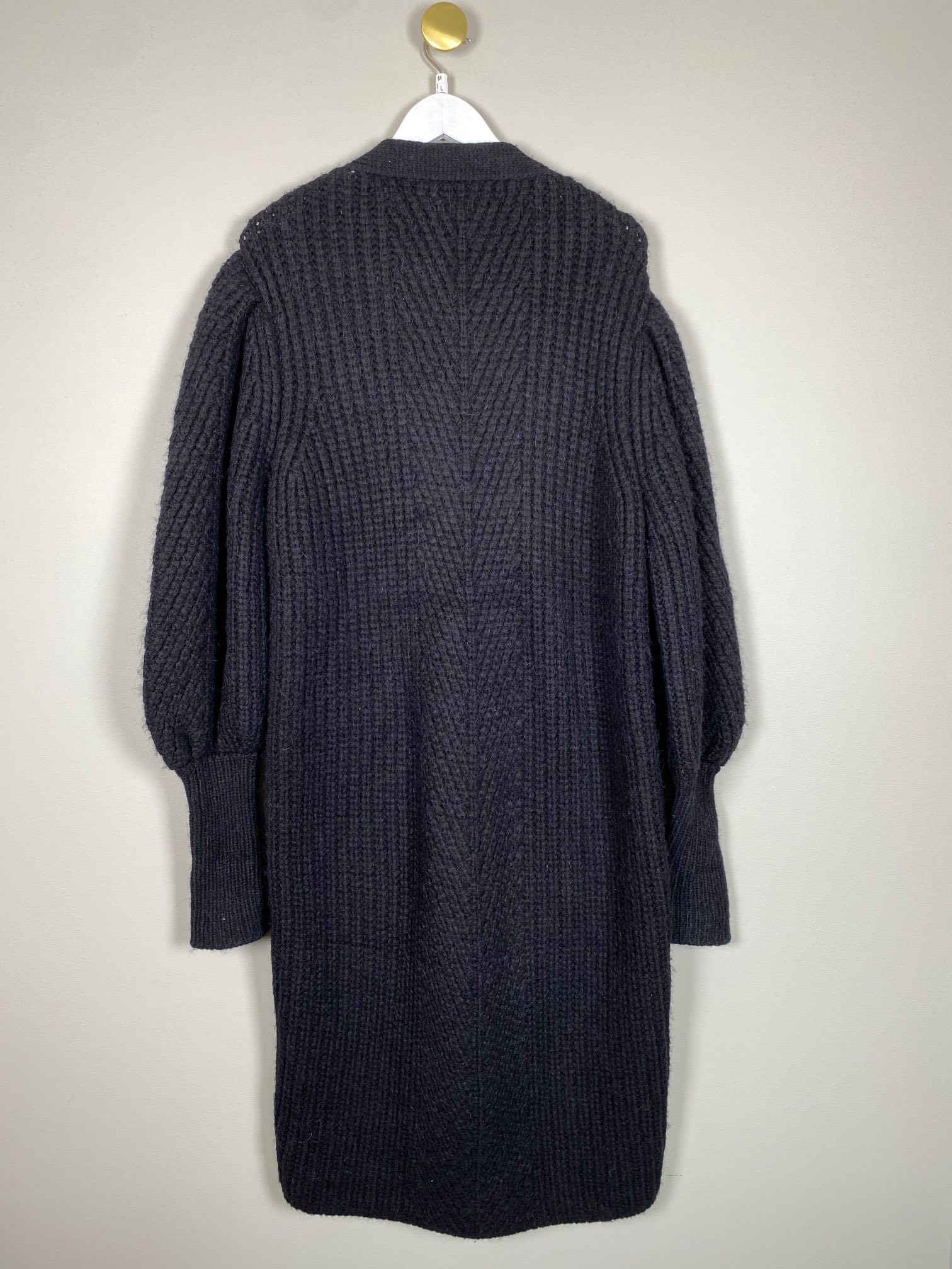 Ulla Johnson str. M/L <br/>lang sort cardigan, 70% baby alpaka - Billede 3