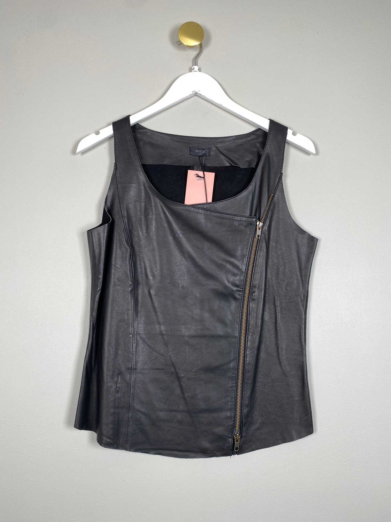 Black Noir str. 40 <br/> sort skindvest med lynlås