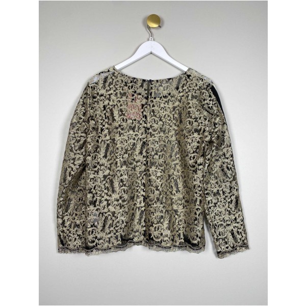 Karen by Simonsen str. 40 <br/> bluse med gulddetaljer - Billede 3