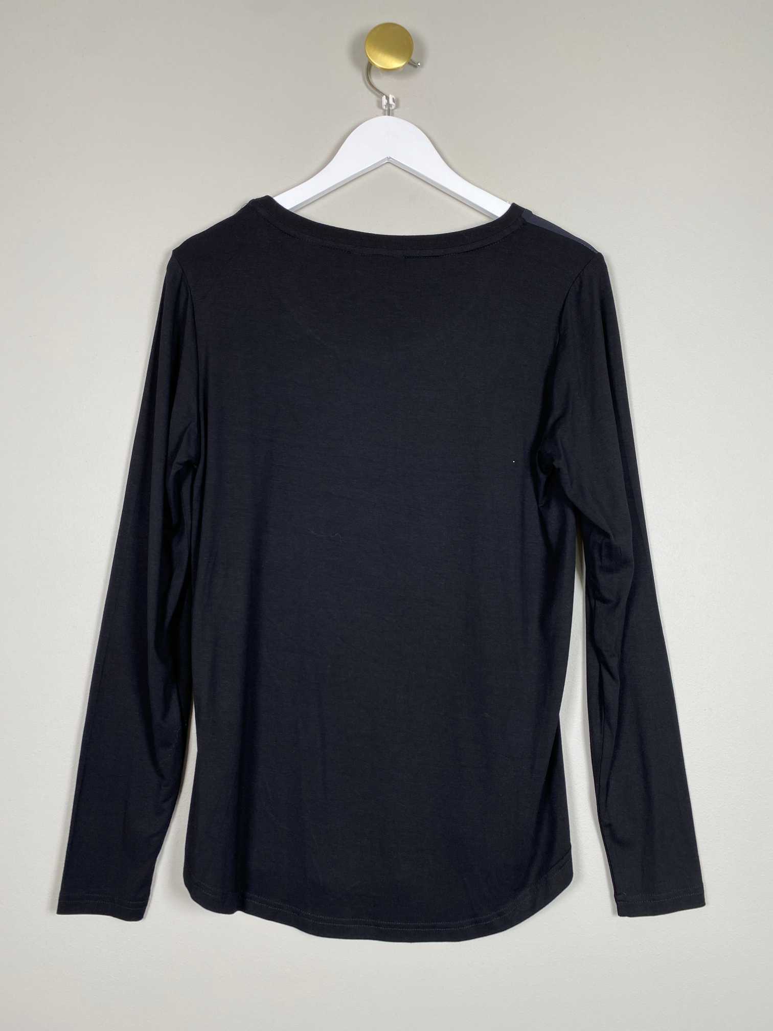 Bon'a Parte str. M <br/> sort bluse med blåt print - Billede 3