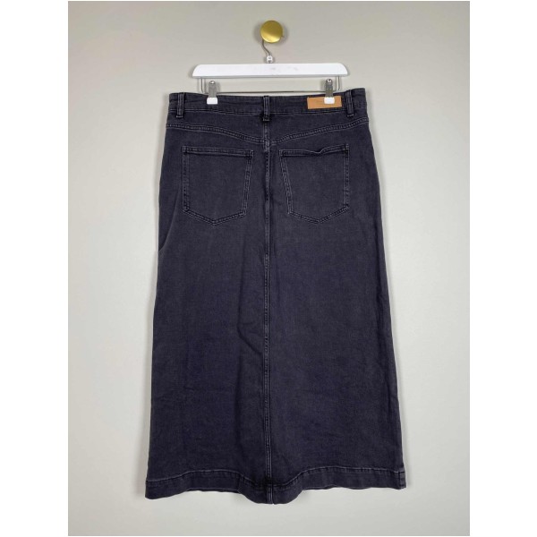 Part Two str. 42 <br/> sort denim nederdel med slids - Billede 4