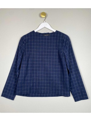 Soft Rebels str. M <br/> mørkeblå ternet bluse