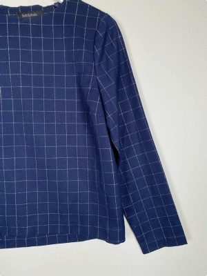 Soft Rebels str. M <br/> mørkeblå ternet bluse