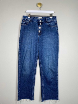 NOTES str. 40 <br/> mørkeblå jeans med knappedetaljer