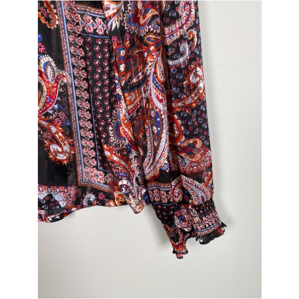 Continue mønstret bluse i let materiale str. M - Billede 4
