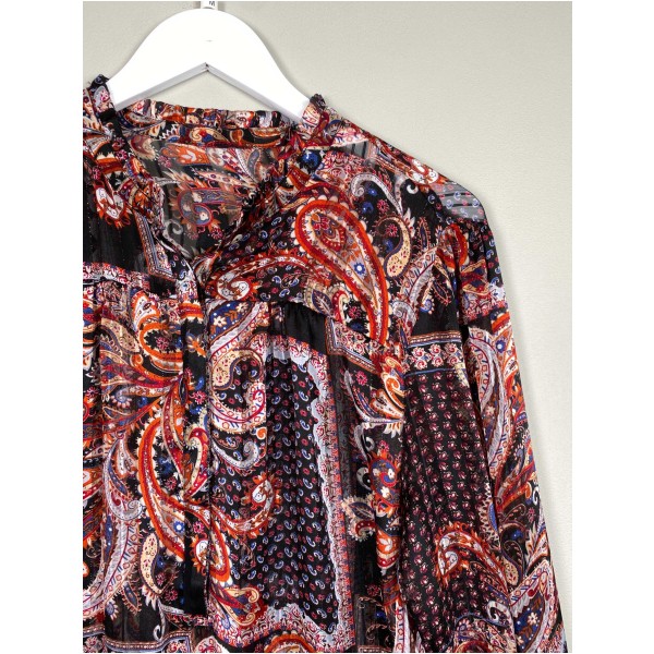 Continue mønstret bluse i let materiale str. M - Billede 3