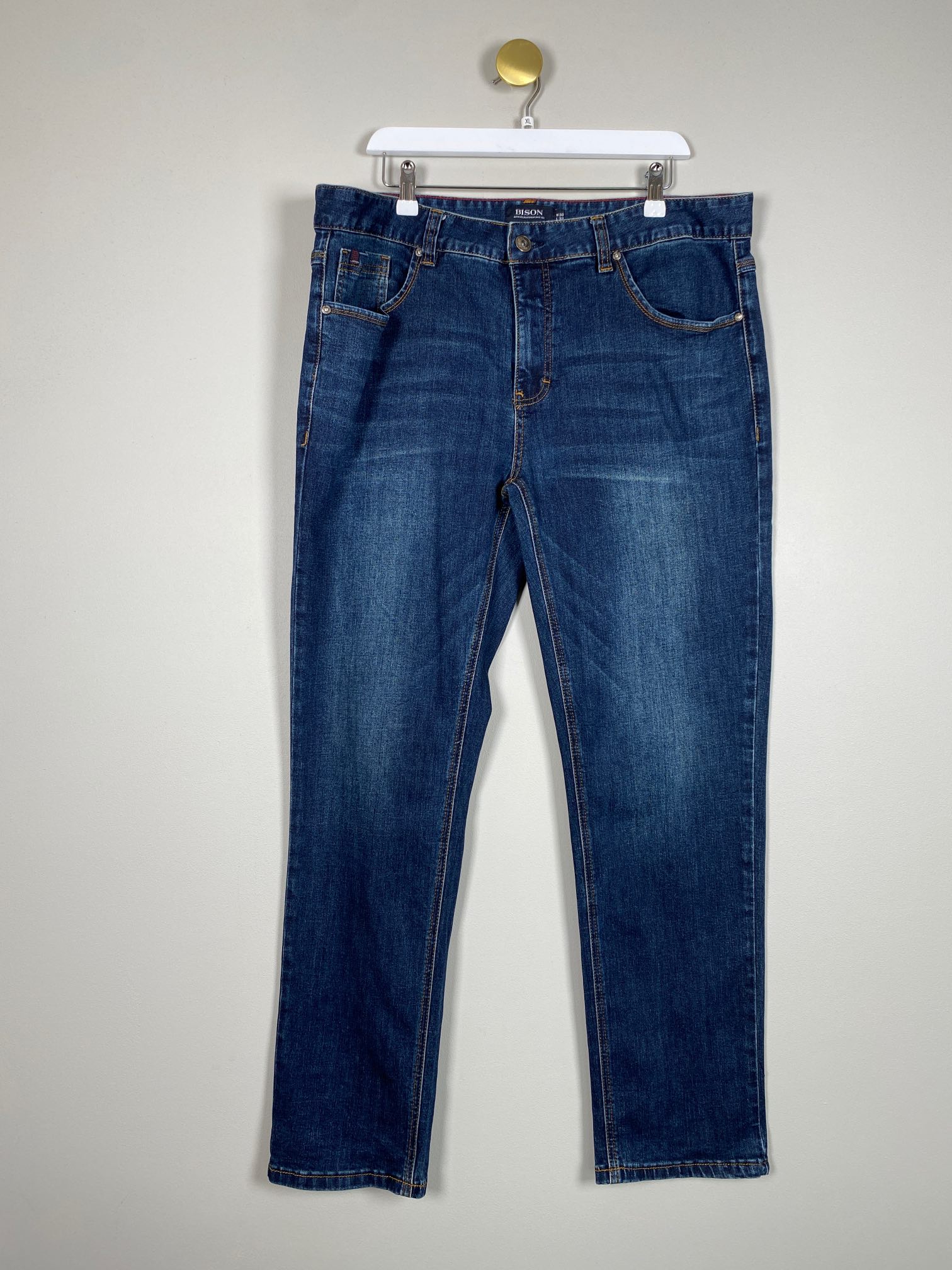 Bison str. XL <br/> blå jeans