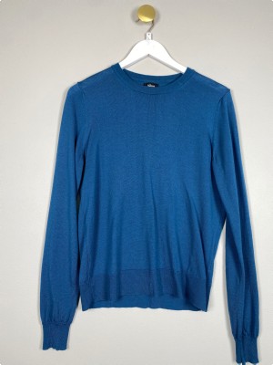 Magasin str. M/L <br/> petroleumsblå bluse i merinould