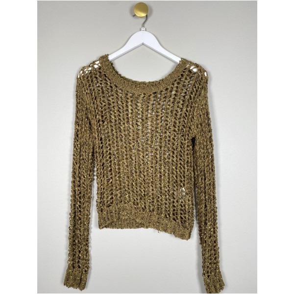Creton Jeans str. S <br/> olivengrøn netbluse