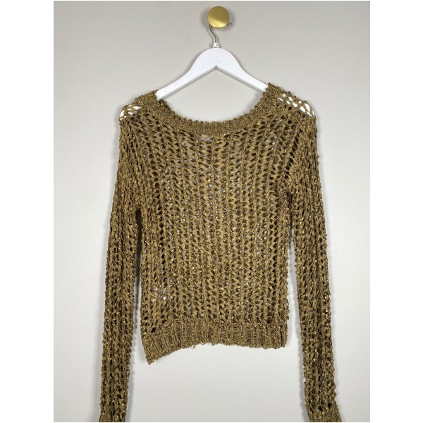Creton Jeans str. S <br/> olivengrøn netbluse - Billede 3