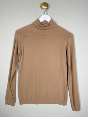 Imperial str. S/M <br/> brun bluse med rullekrave