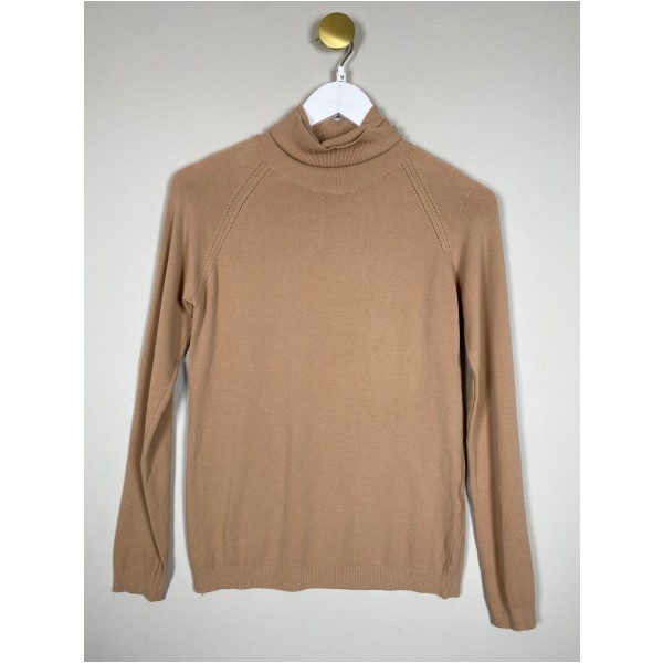 Imperial str. S/M <br/> brun bluse med rullekrave