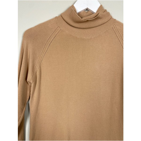 Imperial str. S/M <br/> brun bluse med rullekrave - Billede 2