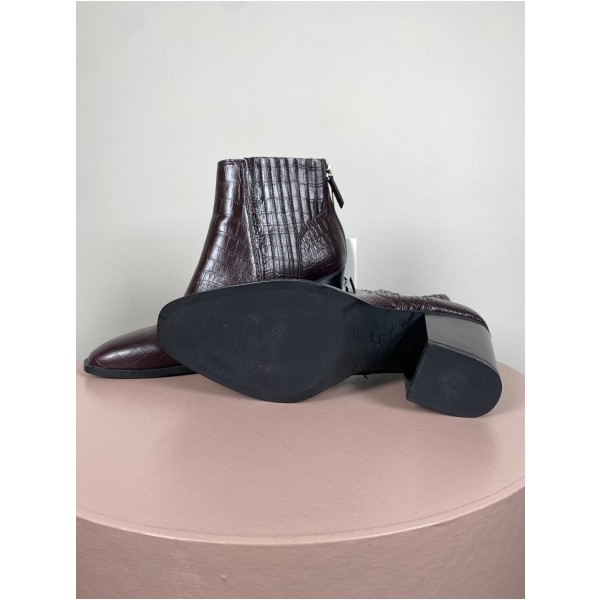 Zara str. 39 <br/> brun croco støvle - Billede 3