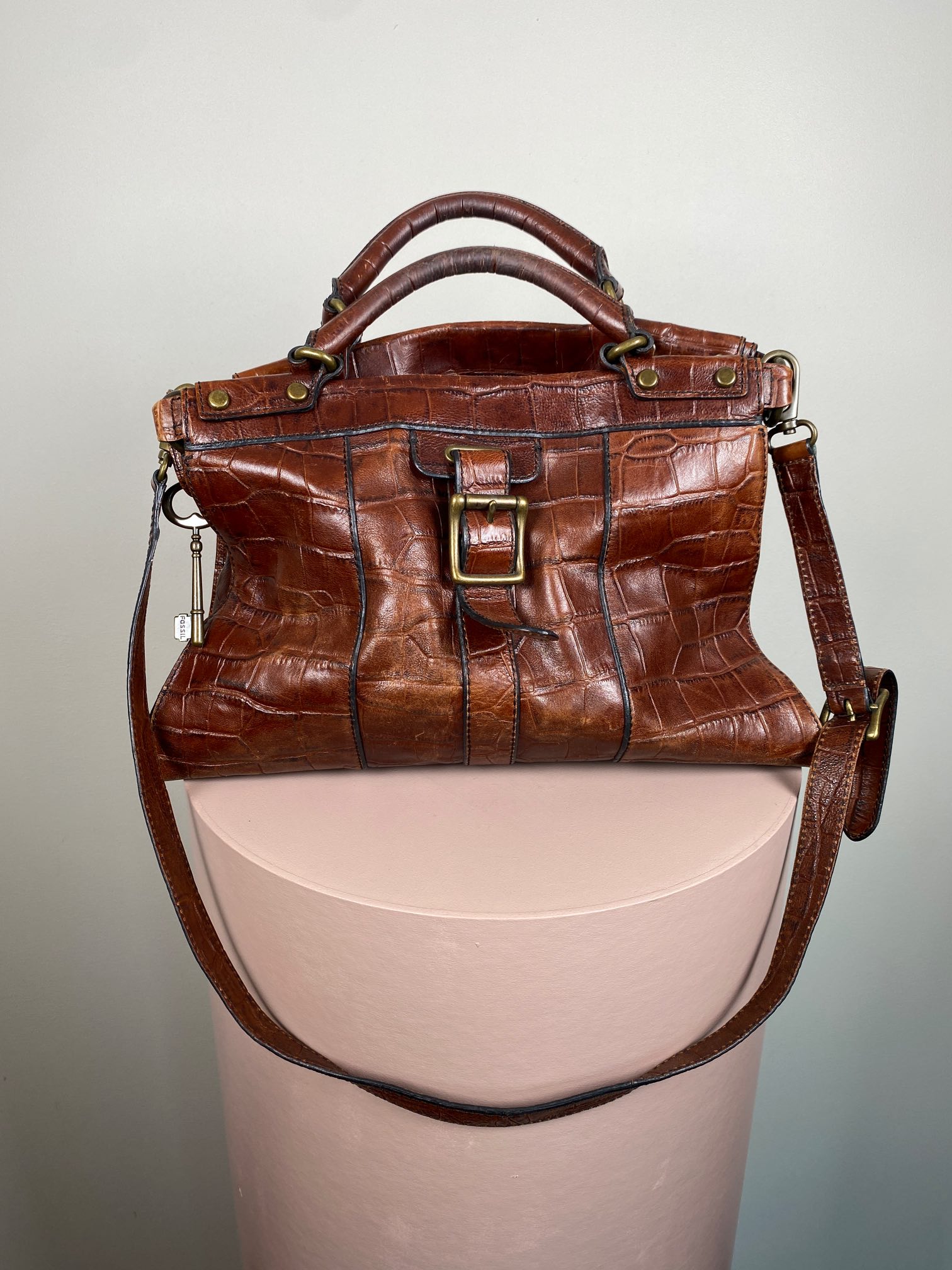 Fossil handbag <br/> brown croco