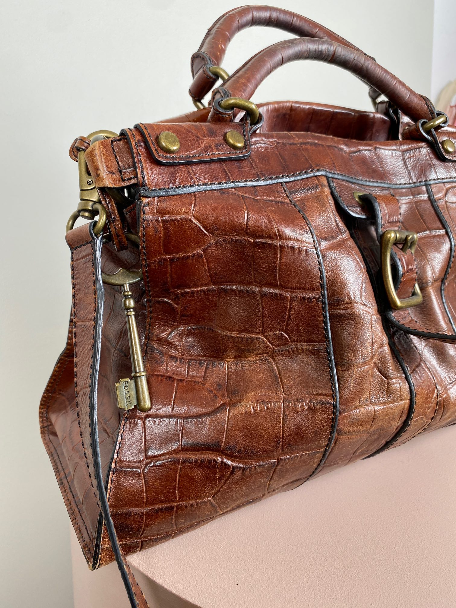 Fossil handbag <br/> brown croco - Billede 4