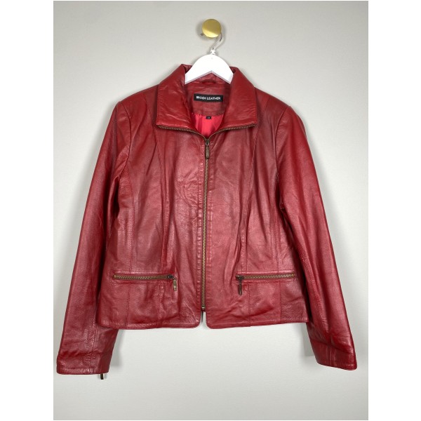 Broch Leather str. 44 <br/> rød læderjakke