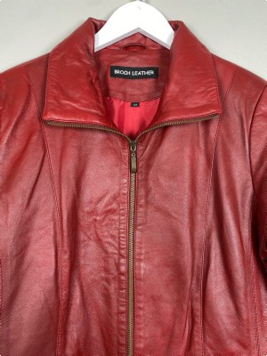 Broch Leather str. 44 <br/> rød læderjakke