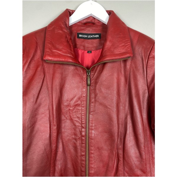 Broch Leather str. 44 <br/> rød læderjakke - Billede 2