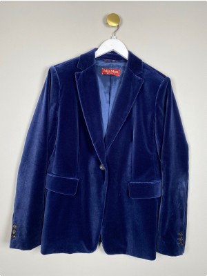Max Mara str. 42 <br/> blå velour blazer