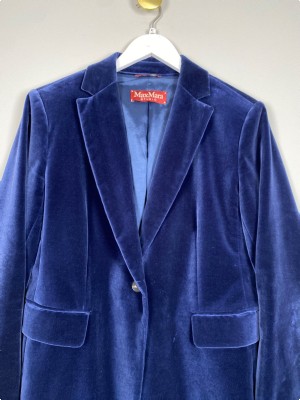 Max Mara str. 42 <br/> blå velour blazer